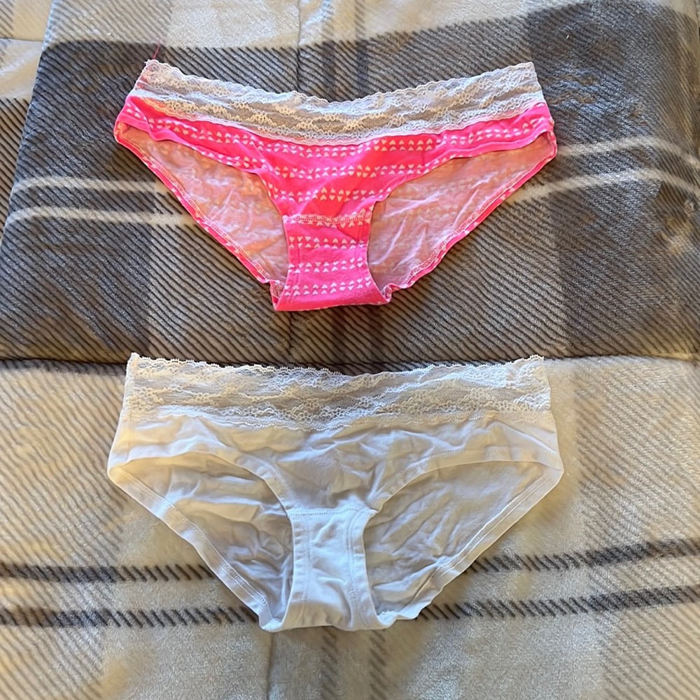 Victoria’s Secret panties, never been worn, size M for pink and size S for white